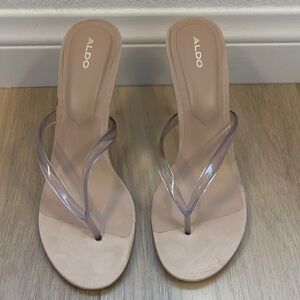 ALDO Nude Slide Sandals with Clear Straps